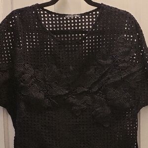 Zara Cotton Black Lace Women's Top Medium